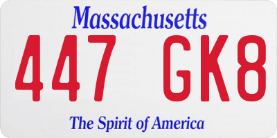 MA license plate 447GK8