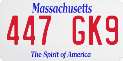 MA license plate 447GK9