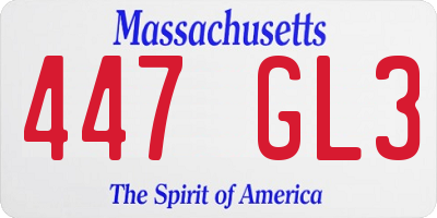 MA license plate 447GL3