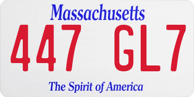 MA license plate 447GL7