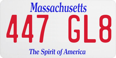 MA license plate 447GL8