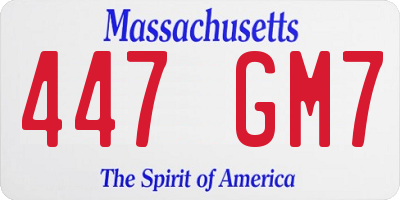 MA license plate 447GM7