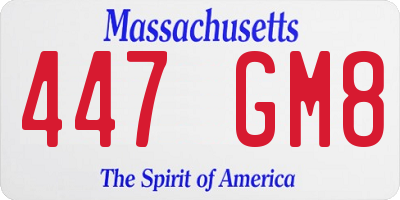 MA license plate 447GM8