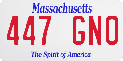 MA license plate 447GN0