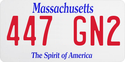 MA license plate 447GN2