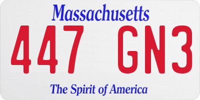 MA license plate 447GN3
