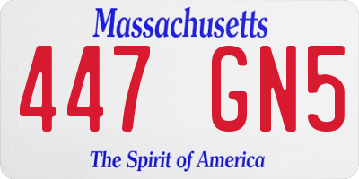 MA license plate 447GN5