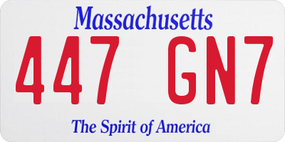 MA license plate 447GN7