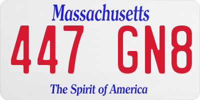 MA license plate 447GN8
