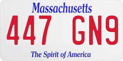 MA license plate 447GN9