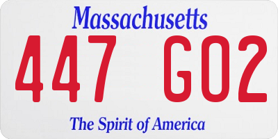 MA license plate 447GO2