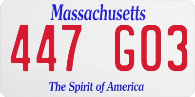 MA license plate 447GO3
