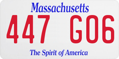 MA license plate 447GO6