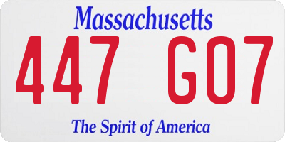 MA license plate 447GO7