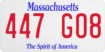 MA license plate 447GO8