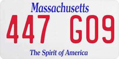 MA license plate 447GO9