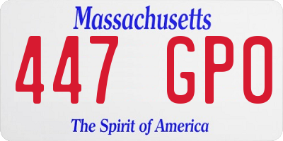 MA license plate 447GP0