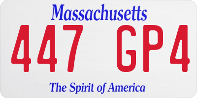 MA license plate 447GP4