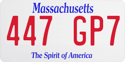 MA license plate 447GP7