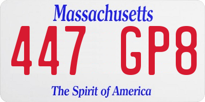 MA license plate 447GP8