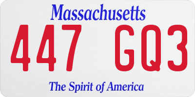 MA license plate 447GQ3