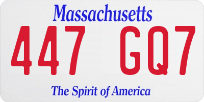 MA license plate 447GQ7