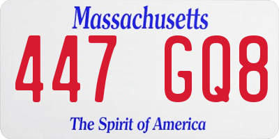 MA license plate 447GQ8
