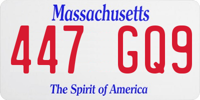 MA license plate 447GQ9
