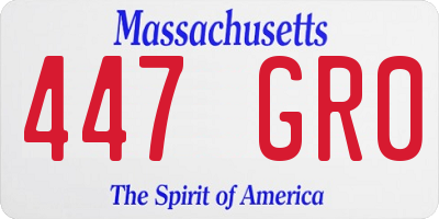 MA license plate 447GR0