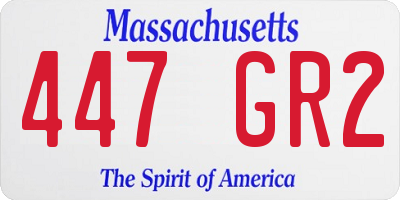 MA license plate 447GR2