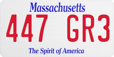 MA license plate 447GR3