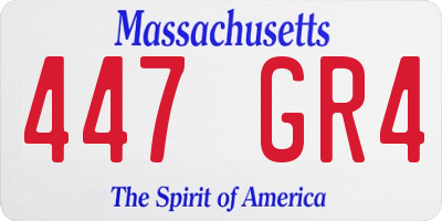 MA license plate 447GR4