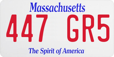 MA license plate 447GR5