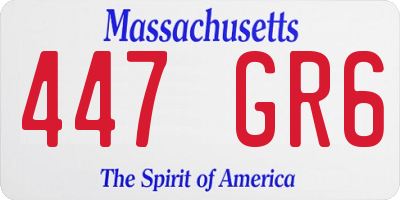 MA license plate 447GR6