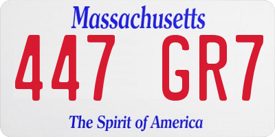 MA license plate 447GR7