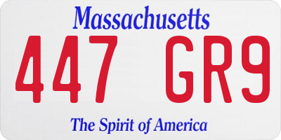 MA license plate 447GR9
