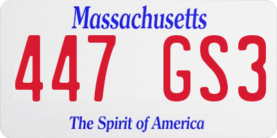 MA license plate 447GS3