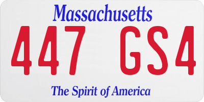 MA license plate 447GS4