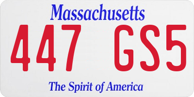 MA license plate 447GS5