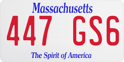MA license plate 447GS6