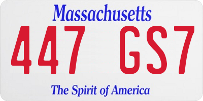 MA license plate 447GS7