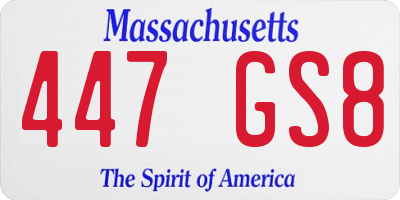MA license plate 447GS8