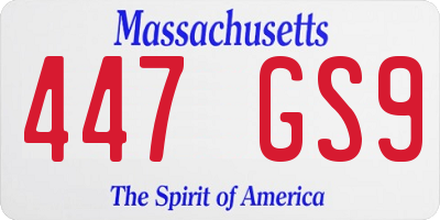 MA license plate 447GS9