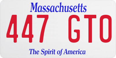 MA license plate 447GT0