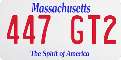 MA license plate 447GT2