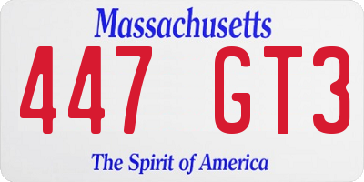 MA license plate 447GT3