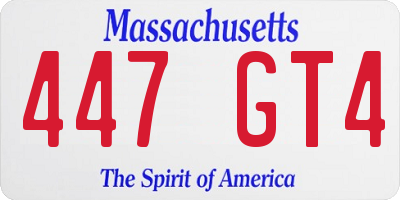 MA license plate 447GT4