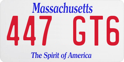 MA license plate 447GT6