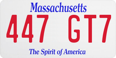 MA license plate 447GT7