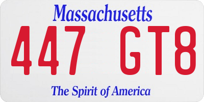 MA license plate 447GT8